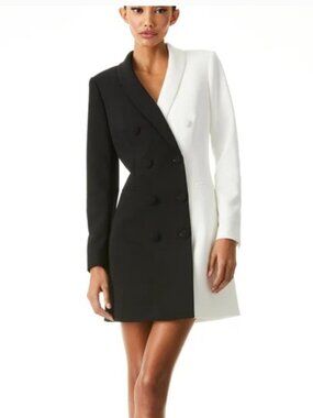 Alice + Olivia Kyrie Color Block Tuxedo Mini Dress/ Blazer